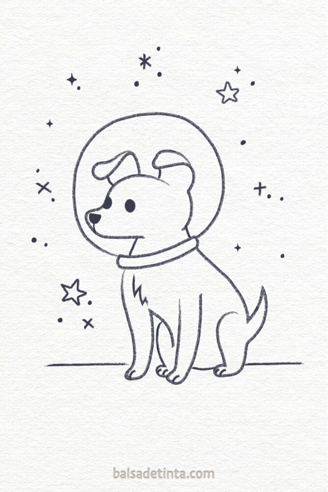 Easy dogs to draw - Astronaut dog
